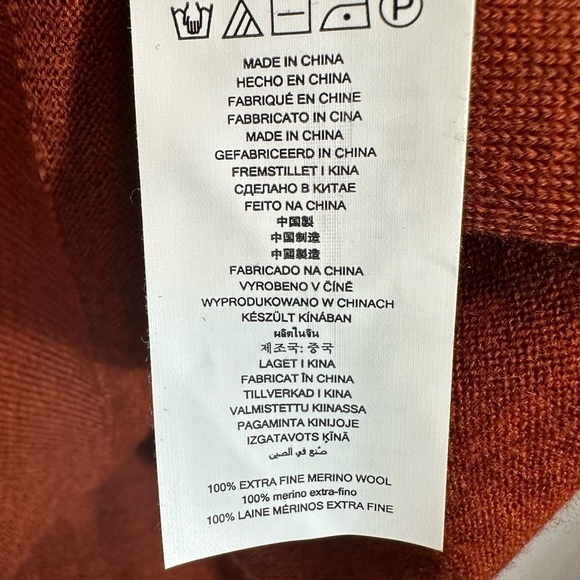 Michael Kors Mens Sweater M Melange Knit 100% Merino Wool Crew Neck Burnt Orange - Picture 8 of 11